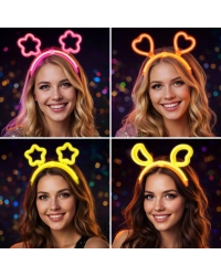 Karanlıkta Parlayan Glow Taç Seti 12 Adet – Yıldız Kalp Ay Çiçek (Her Model 3 Adet)