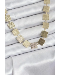 Kare Plaka Model Gold Renk Kadın Kolye