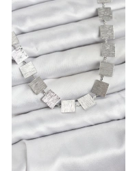 Kare Plaka Model Gümüş Renk Kadın Kolye