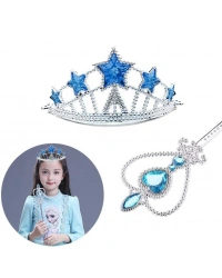 Karlar Ülkesi Elsa Yıldız Mavi Taç ve Elsa Asa Seti 2 Parça