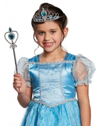 Karlar Ülkesi  Mavi Kalpli Taç ve Mavi Asa Seti Çocuk Boy