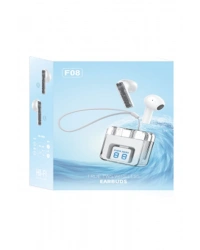 Karler Bass F08 Dijital Şarj Göstergeli TWS Bluetooth Kulaklık - Mavi