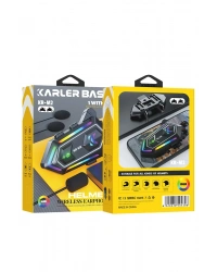 Karler Bass KRM2 RGB Motosiklet Sürücüleri İçin IPX6 Su Geçirmez Özellikli Kablosuz Bluetooth Kulaklık - Siyah