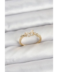 Kelebek Model Gold Renk Pirinç Kadın Yüzük