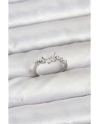 Kelebek Model Gümüş Renk Pirinç Kadın Yüzük