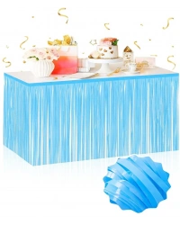 Kendinden Yapışkanlı Makaron Mavi Püsküllü Masa Eteği – 75 x 275 cm Parti Süslemesi