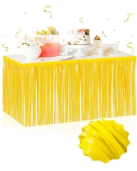 Kendinden Yapışkanlı Makaron Sarı Püsküllü Masa Eteği – 75 x 275 cm Parti Süslemesi