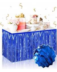 Kendinden Yapışkanlı Mavi Metalize Püsküllü Masa Eteği – 75 x 275 cm Parti Süslemesi