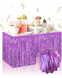 Kendinden Yapışkanlı Mor Metalize Püsküllü Masa Eteği – 75 x 275 cm Parti Süslemesi