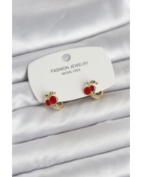 Kiraz Model Gold Renk Pirinç Çocuk Küpe