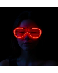Kırmızı Led Işıklı Parti Gözlüğü - Neon Glow Şerit Gözlük 3 Modlu