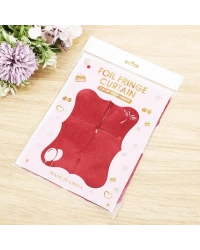 Kırmızı Renk Dikdörtgen Kesim Parlak Sim Görünümlü Fon Perde Dekor 1x2 Metre