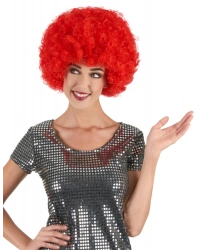 Kırmızı Renk Kıvırcık Afro Bonus Peruk