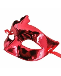 Kırmızı Renk Kostüm Partisi Extra Parlak Balo Maskesi 15x10 cm NessiWorld