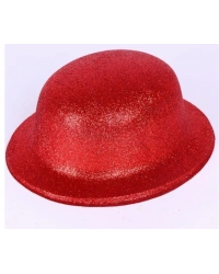 Kırmızı Renk Yuvarlak Simli Plastik Parti Şapkası