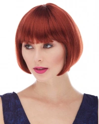 Kızıl Renk Düz Kesim Astarlı Küt Parti Peruğu