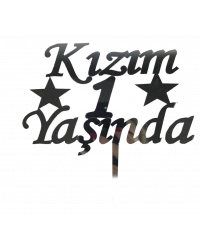 Kızım 1 Yaşında İlk Yaş Doğum Günü Partisi Pasta Süsü Gümüş Renk NessiWorld