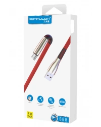 Konfulon S88 Metal Uçlu Micro USB Kablo 1M 2.4A - Kırmızı