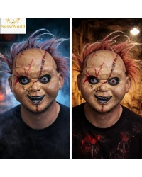 Korku Bebek Maskesi – Saçlı Plastik Yüz Maskesi