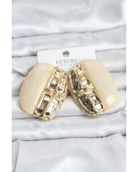 Krem Renk Pirinç Vintage Kadın Küpe