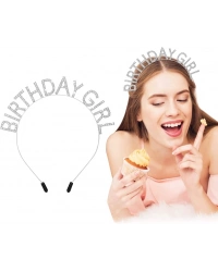 Kristal Taşlı Gümüş Birthday Girl Yazılı Doğum Günü Parti Tacı 19x11cm