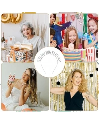 Kristal Taşlı Gümüş Renk İt's My Birthday Yazılı Doğum Günü Parti Tacı 14x16 cm