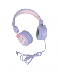KULAKLIK MİKROFONLU KABLOLU TAVŞAN RESİMLİ LİLA