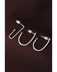 küpeGeometrik Model Gümüş Renk Metal Çoklu Küpe