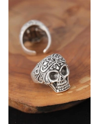 Kuru Kafalı Gümüş Renk Erkek Yüzük