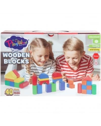 Kutuda Ahşap Renkli Bloklar 40 Parça