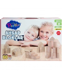 Kutuda Ahşap Renkli Bloklar 60 Parça