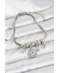 Kutup Yıldızı Model Charmlı Gümüş Renk Kadın Bileklik