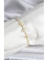 Kutup Yıldızı Model Zirkon Taşlı Gold Renk Su Yolu Kadın Bileklik