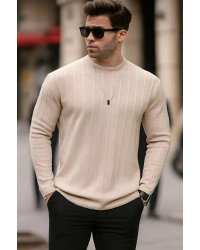 erkek geniş kalıp premium kalite kışlık tarz bisiklet yaka oversize triko kazak