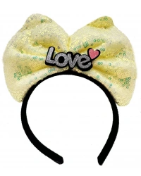 Led Işıklı 3 Farklı FonNessiWorldiyonda Yanan Gümüş Love Yazılı Sarı Fiyonk Taç 20X17 cm