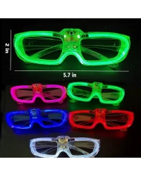 LED Işıklı Glow Pilli Parti Gözlüğü - Efektli 6 Adet 5 Renk
