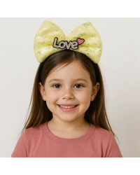 LED Işıklı Love Yazılı Sarı Fiyonk Taç – Kız Çocuk Parti Tacı