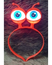 Led Işıklı & Pilli 3 Farklı Modda Yanan Uzaylı Göz Parti Tacı Kırmızı Renk 18x12 cm