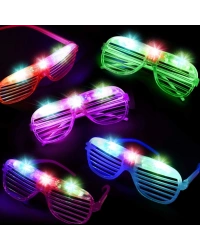Led Işıklı Pilli Panjur Şekilli Rengarenk Yanıp Sönen Lüks Parti Gözlüğü Karışık 12 Adet