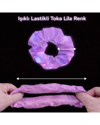 Lila Mor Renk Led Işıklı Lastikli Saç Tokası - 3 Modlu Festival  Parti Saç Tokası