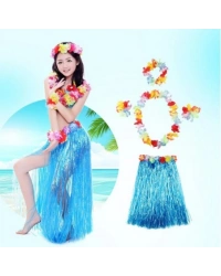 Luau Aloha Hawaii Partisi  Etek Taç ve Bileklik Seti Mavi