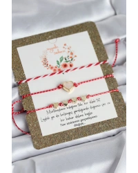 Marteniçka Bileklik 3lü Beyaz Mineli Kalp Model