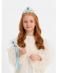 Mavi Kalp Tacı ve Kar Temalı Asa Seti