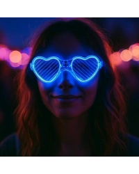 Mavi LED Işıklı Kalp Gözlük – 3 Modlu Parti