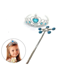 Mavi Ponponlu Karlar Ülkesi  Asası ve Mavi Kalp Taşlı  Tacı