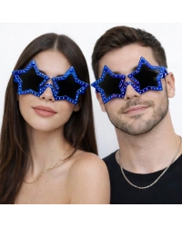 Mavi Renk Disko Yıldızı Parti Gözlüğü 16X7 cm