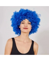 Mavi Renk Kıvırcık Afro Bonus Peruk