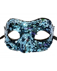 Mavi Renk Payetli Pullu Parti Maskesi Balo Venedik