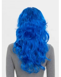 Mavi Renk Uzun Dalgalı Parti Peruğu