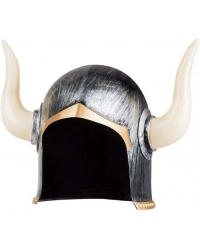 Mega Boynuzlu Viking Ivar Kaskı Eskitilmiş Desen Gümüş Renk